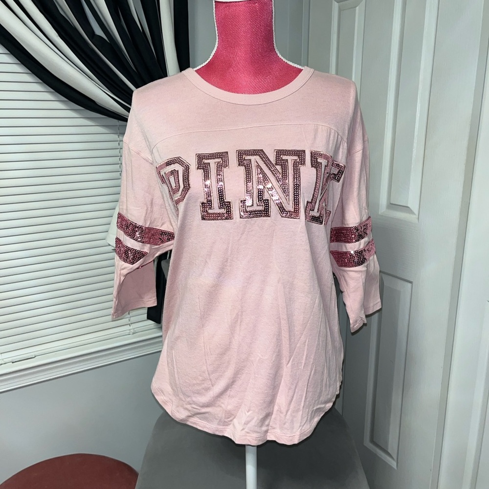 VS PINK Sparkly Sequin 3/4 Sleeve Shirt XS